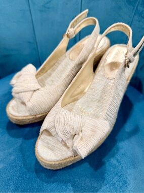 Women’s Cream Espadrille Wedge Slingback Sandals - Unbranded
